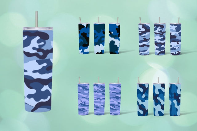 Blue Camo Tumbler Sublimation Sublimation SvgOcean 