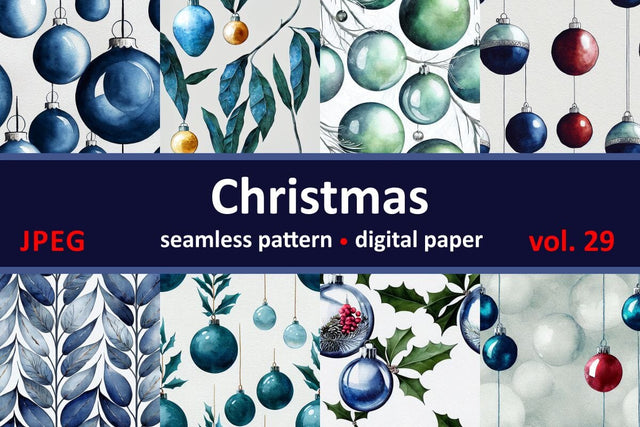 Blue Christmas decorations Seamless pattern Vintage motif Digital Pattern Zoya Miller 