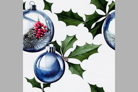 Blue Christmas decorations Seamless pattern Vintage motif - So Fontsy