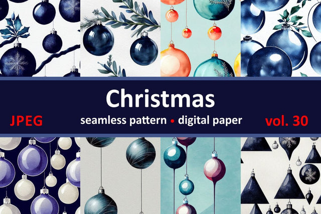 Blue Christmas decorations Seamless pattern Vintage motif Digital Pattern Zoya Miller 