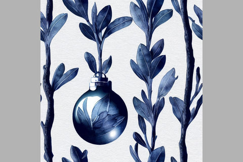 Blue Christmas decorations Seamless pattern Vintage motif Digital Pattern Zoya Miller 