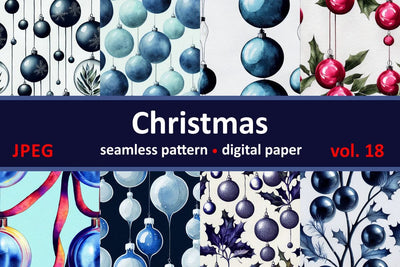 Blue Christmas decorations. Seamless return pattern. Vintage motif ...