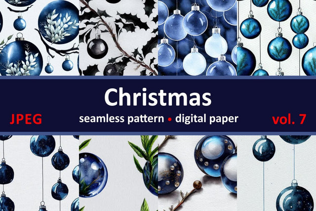 Blue Christmas decorations. Seamless return pattern. Vintage motif. Digital art Digital Pattern Zoya Miller 