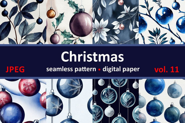 Blue Christmas decorations. Seamless return pattern. Vintage motif. Digital art Digital Pattern Zoya Miller 