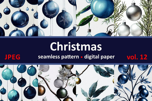 Blue Christmas decorations. Seamless return pattern. Vintage motif. Digital art Digital Pattern Zoya Miller 