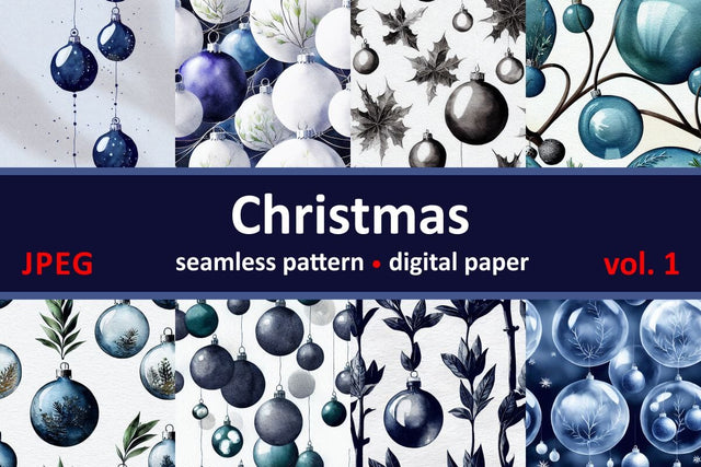 Blue Christmas decorations. Seamless return pattern. Vintage motif Digital Pattern Zoya Miller 