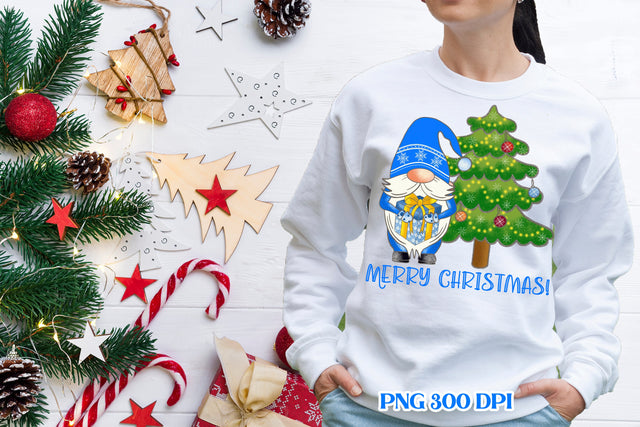Blue Christmas gnome sublimation| Christmas gnome PNG Sublimation Svetana Studio 