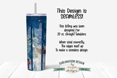 Blue Christmas Holiday Train Seamless 20 oz Sublimation Tumbler Design Sublimation Ewe-N-Me Designs 