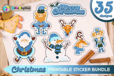 Blue Christmas Sticker Bundle / Printable PNG Clipart SVG Artinrhythm shop 