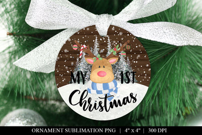 Blue Deer My First Christmas Ornament Sublimation Sublimation BijouBay 