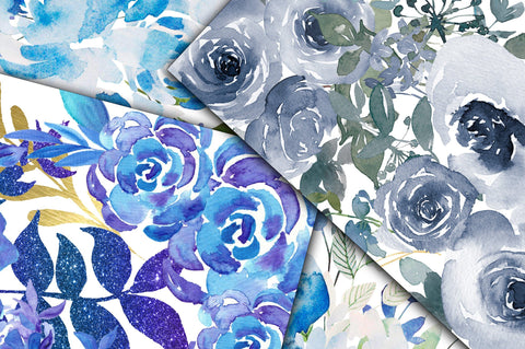 Blue Floral Digital Papers Digital Pattern Old Market 