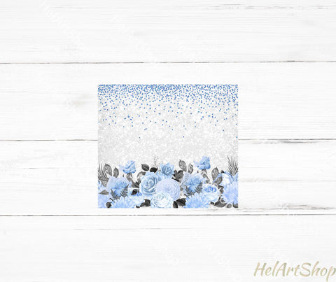 Blue Floral Tumbler PNG, Bouquets SKINNY TUMBLER Png Sublimation _HelArtShop_ 