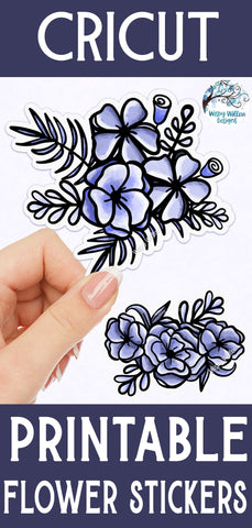 Blue Flower Stickers PNG Sublimation Wispy Willow Designs 