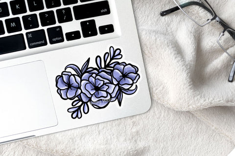 Blue Flower Stickers PNG Sublimation Wispy Willow Designs 