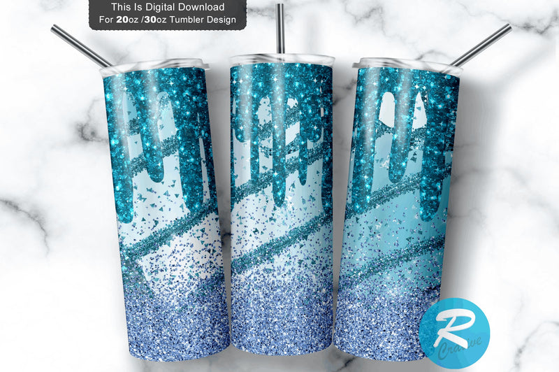 Blue glitter 20 oz / 30 oz Tumbler PNG Sublimation Regulrcrative 