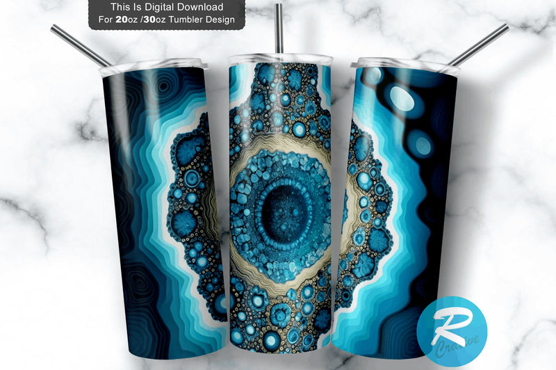 Blue Glitter Agate 20 oz / 30 oz Tumbler PNG Sublimation Regulrcrative 