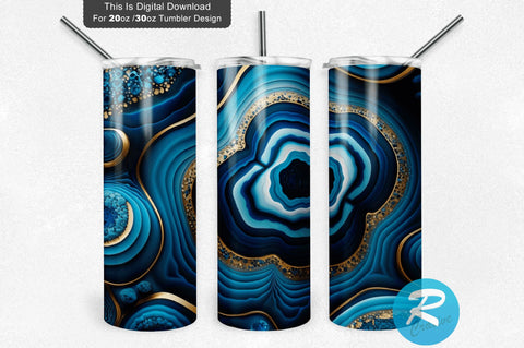 Blue Glitter Agate Purple 20 oz / 30 oz Tumbler PNG Sublimation Regulrcrative 