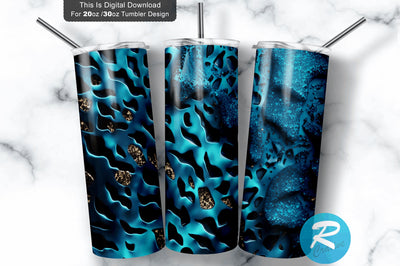 Blue Glitter Animal skin 20 oz / 30 oz Tumbler PNG Sublimation Regulrcrative 