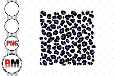 Blue Glitter Leopard PNG Files Sublimation BMDesign 