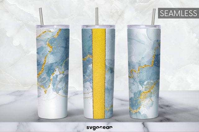 Blue Glitter Marble Tumbler | PNG Bundle | Tumbler 20oz Sublimation SvgOcean 