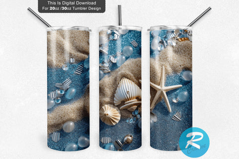 Blue Glitter Nautical 20 Oz / 30 Oz Tumbler PNG Sublimation Regulrcrative 