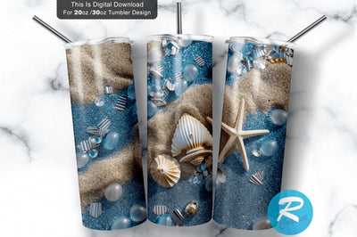 Blue Glitter Nautical 20 Oz / 30 Oz Tumbler PNG Sublimation Regulrcrative 