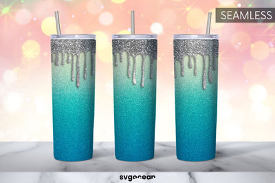Blue Glitter Tumbler | Skinny 20 oz | Tapered | Straight Sublimation SvgOcean 