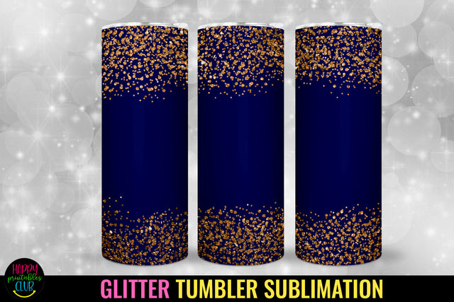 Blue Glitter Tumbler Sublimation I 20 Oz Tumbler Wrap PNG Sublimation Happy Printables Club 