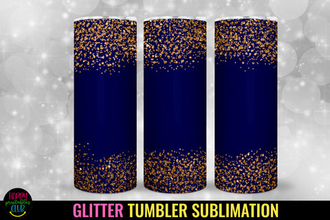 Blue Glitter Tumbler Sublimation I 20 Oz Tumbler Wrap PNG Sublimation Happy Printables Club 