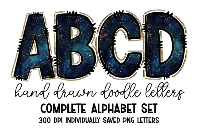 Blue & Gold Alcohol Ink Doodle Alpha Sublimation BijouBay 