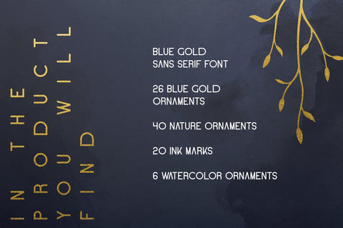 Blue Gold sans serif font + Extras Font VPcreativeshop 