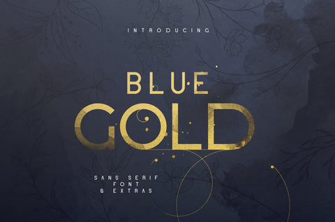 Blue Gold sans serif font + Extras Font VPcreativeshop 