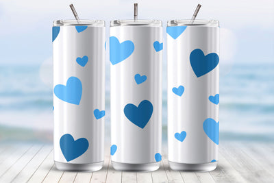 Blue Hearts 20Oz Transparent Tumbler Wrap Sublimation Design Sublimation MockupSvgVenue 
