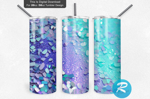 Blue Lavender Mint Glitter 20 oz / 30 oz Tumbler PNG Sublimation Regulrcrative 