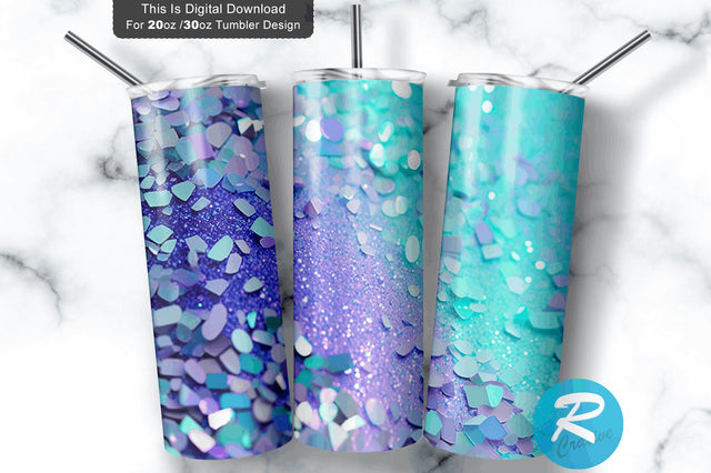 Blue Lavender Mint Glitter 20 oz / 30 oz Tumbler PNG Sublimation Regulrcrative 