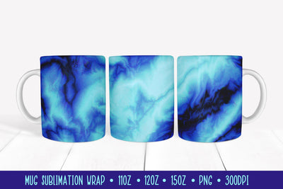 Blue Marble Mug Wrap. Ocean Blue Mug Sublimation Design PNG Sublimation LaBelezoka 