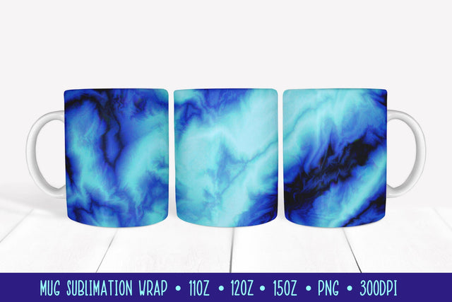 Blue Marble Mug Wrap. Ocean Blue Mug Sublimation Design PNG Sublimation LaBelezoka 