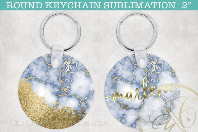 Blue Marble Round Keychain Sublimation + SVG Sublimation Marlene Campos 
