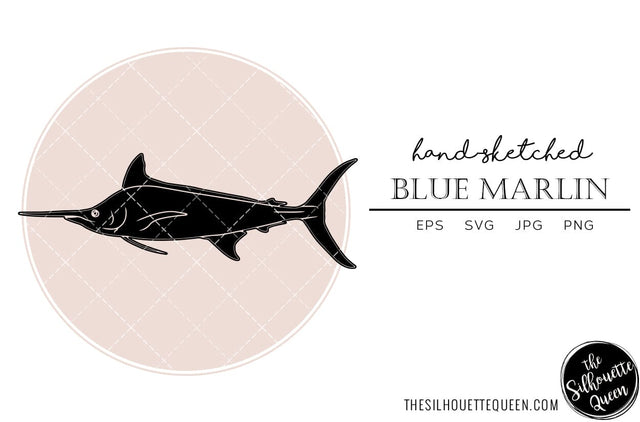 Blue Marlin Hand sketched, hand drawn vector clipart SVG Loveleen Kaur 