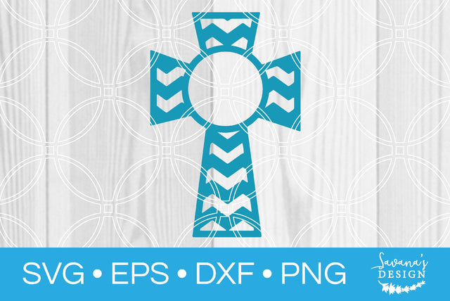 Blue Monogram Circle Cross SVG SavanasDesign 