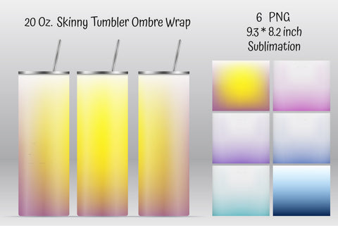 Blue Ombre Straight Skinny Tumbler Sublimation Sublimation Kseniia designer 