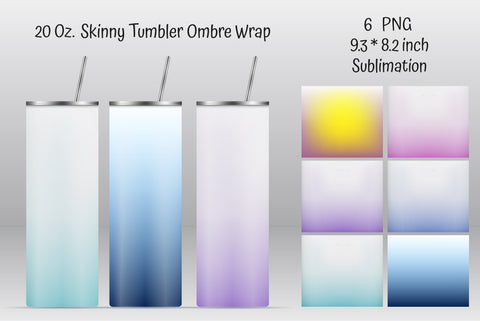 Blue Ombre Straight Skinny Tumbler Sublimation Sublimation Kseniia designer 