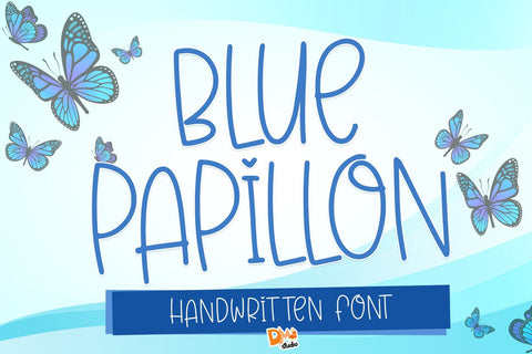 Blue Papillon - Cute Handwritten Font Font Dm Letter Studio 