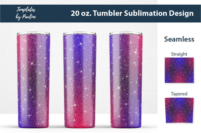 Blue Pink Glitter Seamless Tumbler Sublimation Wrap Sublimation Templates by Pauline 