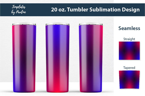 Blue Pink Ombre Seamless 20 oz. Tumbler Sublimation Wrap Sublimation Templates by Pauline 