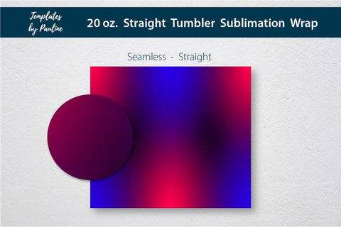 Blue Pink Ombre Seamless 20 oz. Tumbler Sublimation Wrap Sublimation Templates by Pauline 