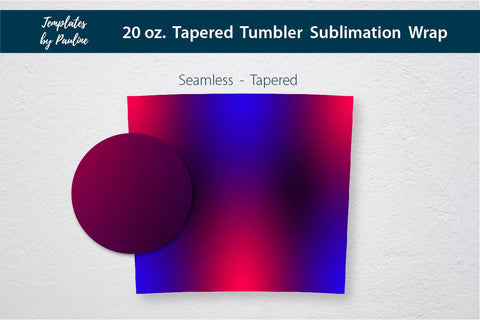 Blue Pink Ombre Seamless 20 oz. Tumbler Sublimation Wrap Sublimation Templates by Pauline 