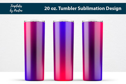 Blue Pink Ombre Seamless 20 oz. Tumbler Sublimation Wrap Sublimation Templates by Pauline 