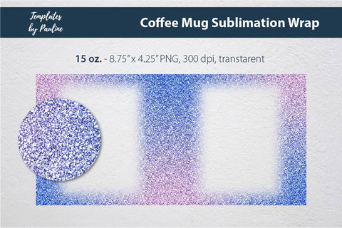 Blue Pink Photo Mug Sublimation Wrap PNG Sublimation Templates by Pauline 