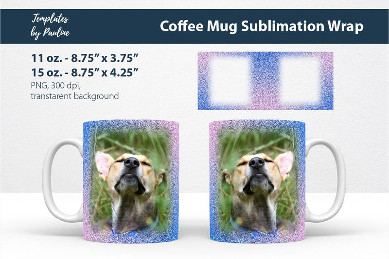 Blue Pink Photo Mug Sublimation Wrap PNG Sublimation Templates by Pauline 